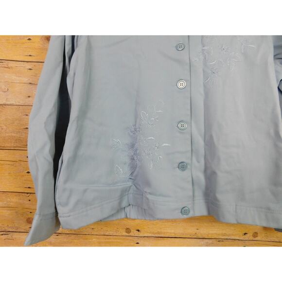 Vintage Alfred Dunner Jacket 12P Petite Blue Embroidered Flowers Casual - Picture 3 of 7